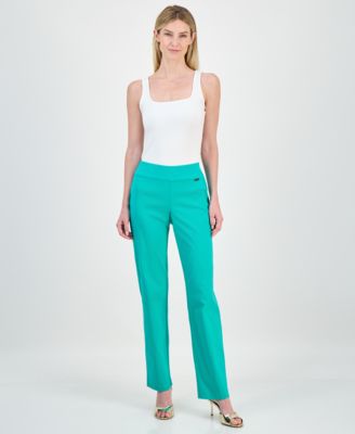 I.N.C. International Concepts Women's Tummy-Control Pull-On Straight-Leg Pants, Created for Macy's 