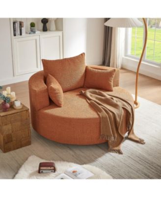 Streamdale Swivel Barrel Accent Chair with Pillows - Orange Red