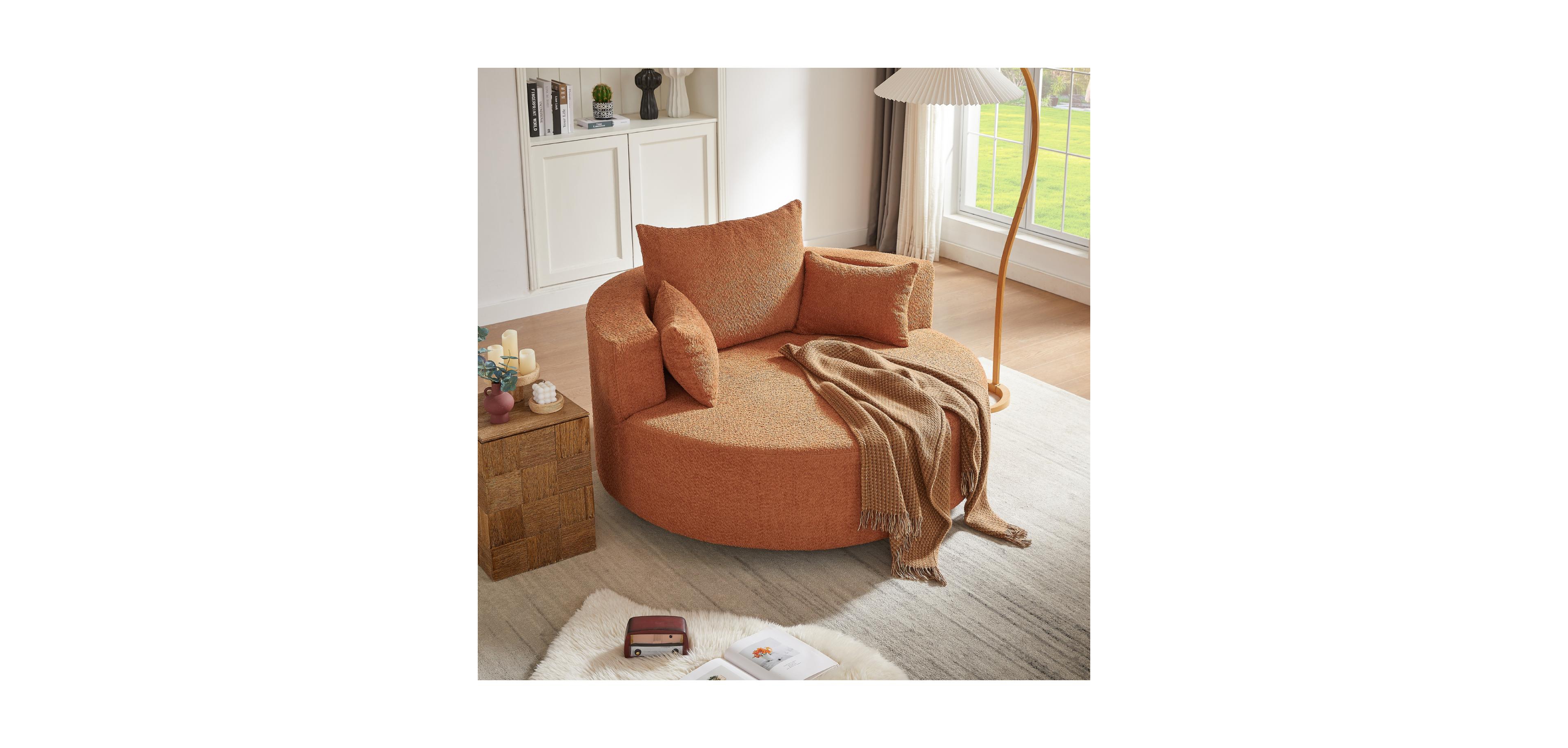 Streamdale Swivel Barrel Accent Chair with Pillows - Orange Red