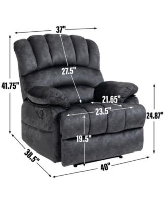 Large Manual Recliner Chair in Fabric for Living Room
