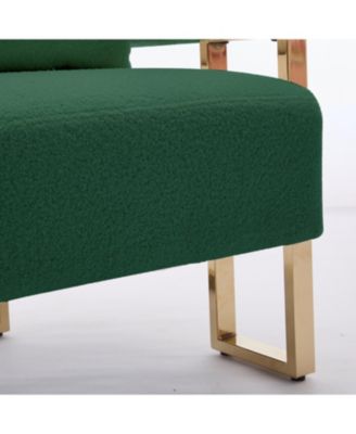 TS Modern Green Teddy Fleece Chair Gold Legs 2PC