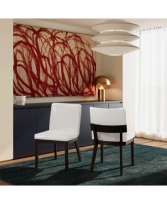 Wood & White Leather Dining Chairs