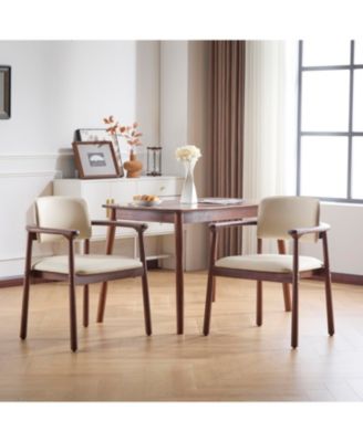 2-Pack Dining Chairs, Rubber Wood, PU Foam Seat