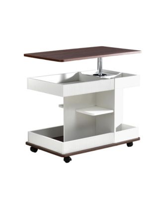 Streamdale Adjustable Lift-Top End Table with Wheels & Storage
