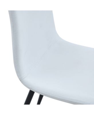 Luxury White Linen Dining Chairs (Set of 4) - Black Metal Legs