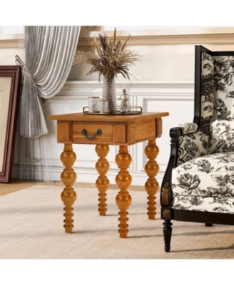 Solid Wood Coffee Table Set of 3 w/ Drawer - Vintage Style (Natural)