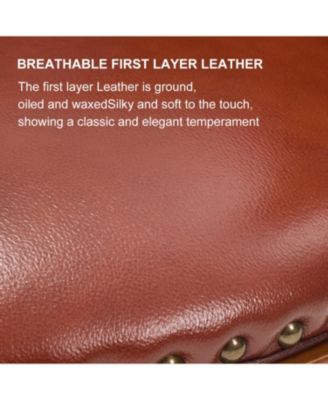 Cow Leather Adjustable Swivel Bar Stool - Brown