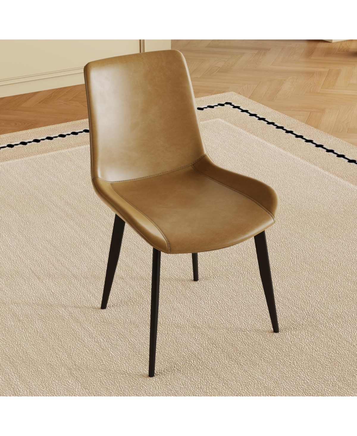 Streamdale Furniture Pu Leather Dining Chairs, Carbon Steel Legs, Brown (Set of 4)