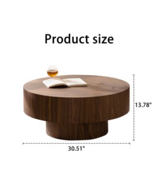 Round Wood Coffee Table - 30.5" Walnut - Living Room/Office