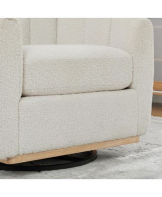  Chenille Swivel Barrel Chair, Tufted Pumpkin Armchair