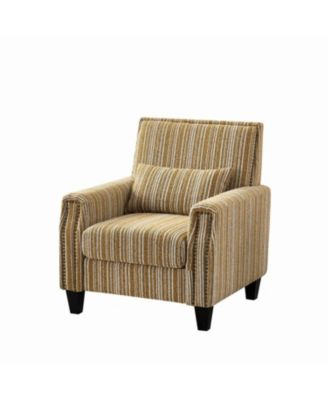 Streamdale Yellow Striped Accent Chair with Nailhead Trim