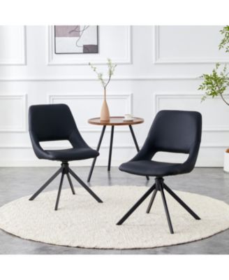 Swivel Dining Chairs Set of 2, Gold Mesh Leather, High Back