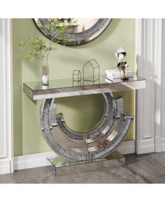 Streamdale Crushed Diamond Mirrored Console Table