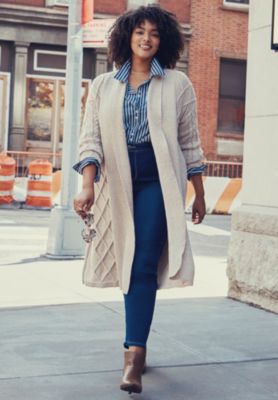 Women's Plus Size Paris Longline Cable Cardi