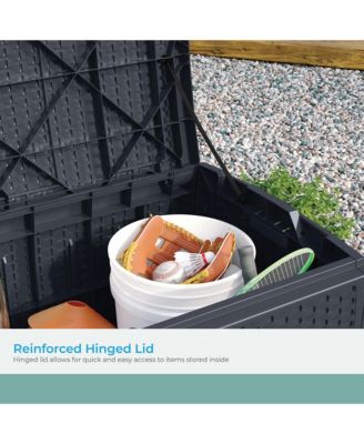 73 Gallon Resin Wicker Outdoor Patio Storage Deck Box, Cyberspace