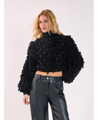Women's High Neck Cropped Sweater