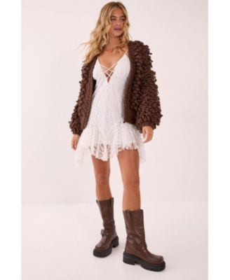 Women's Chunky Loop Yarn Knitted Cardigan Sweaters