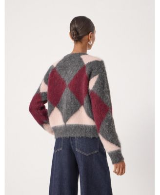 Women's Brushed Argyle Knitted Cardigan