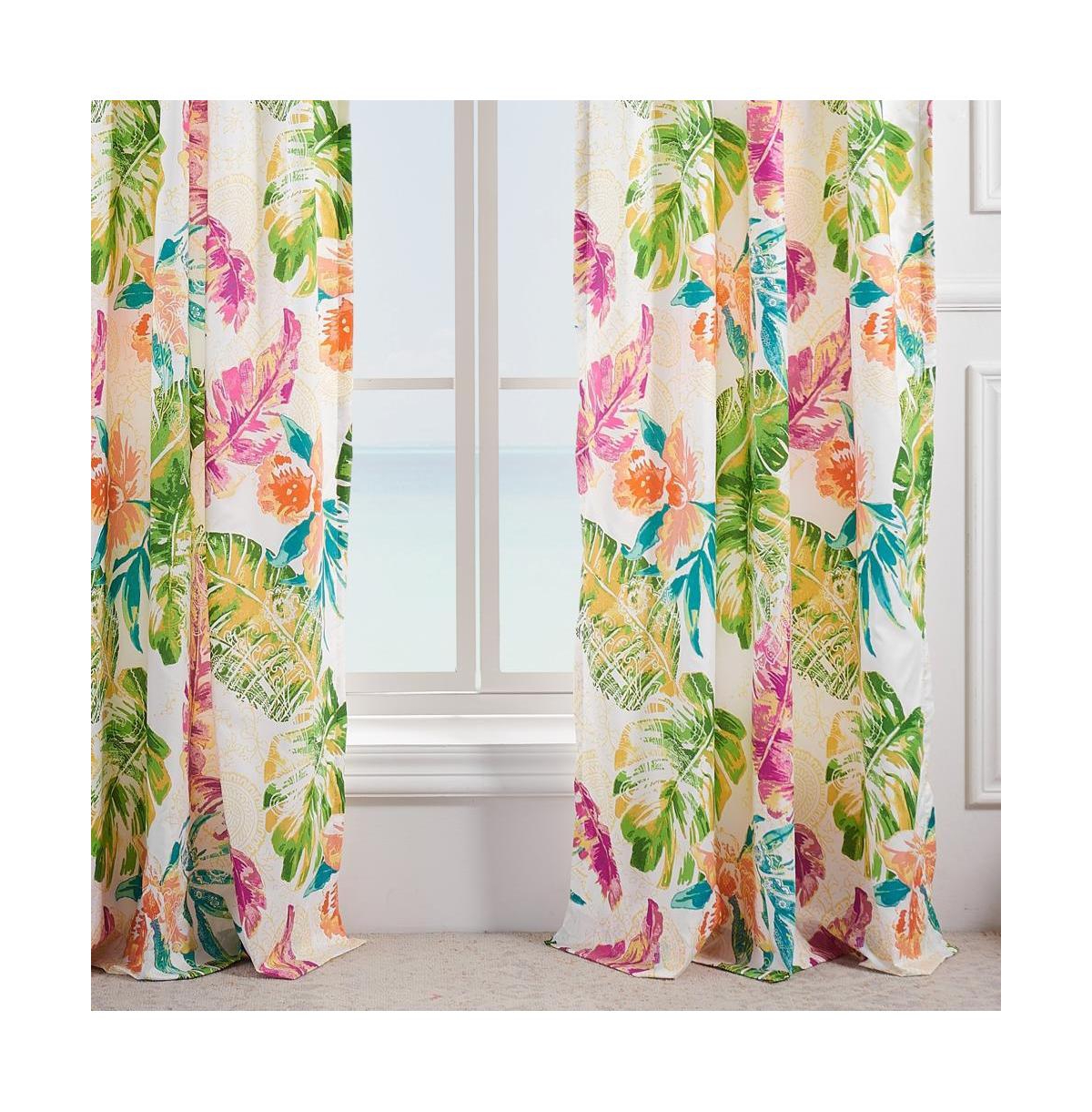 Greenland Home Fashions Tropics Window Panel Pair - 42x84", Coral