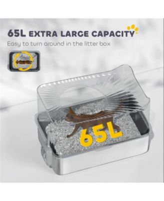 Black Stainless Steel Top-Entry Cat Litter Box with Scoop & Odor Control – 17.2 Gallon, for Cats