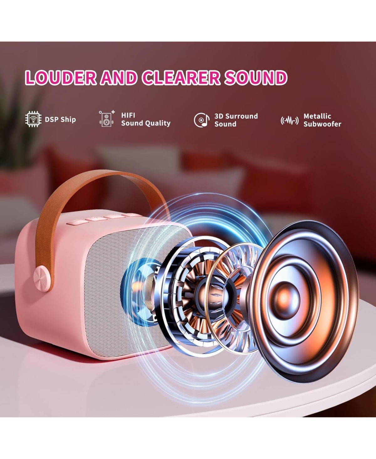 ZealSound Mini Karaoke Machine Portable Bluetooth Speaker with 2 Wireless Mics Led Lights Christmas Birthday Party Gifts for Kids Adults