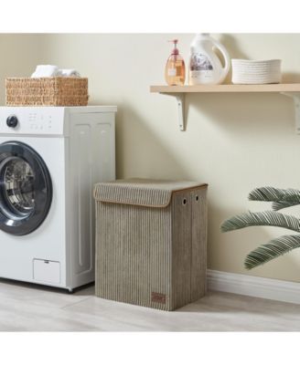 Collapsible Corduroy Laundry Hamper Storage