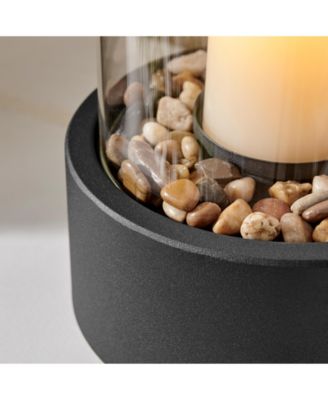 Pillar Hurricane Candleholder with Decorative Pebble Base