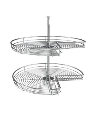 28" Lazy Susan Kidney-Shaped 2-Shelf Corner Cabinet, Chrome, 5472-28CR