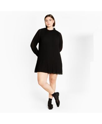 Plus Size Pleat Ruffle Dress