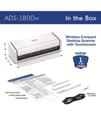 ADS1800W 600 dpi x 600 dpi Optical Resolution 20-Sheet Duplex Auto Document Feeder ADS-1800W Compact Desktop Scanner