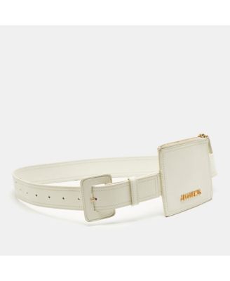 White Leather La Ceinture Carree Pouch Belt
