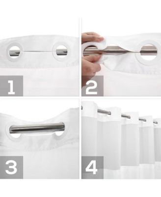 Slub Texture Shower Curtain with Snap-In Liner, and Sheer Window, 71"X74"