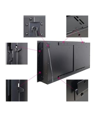 42" recessed ultra-thin wall-mounted electric fireplace with tempered glass, remote, LED heater, multi-color flame & emberbed