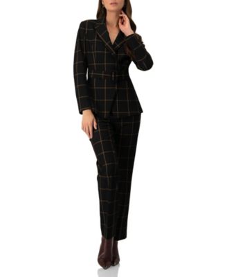 Women's Black Tailored Straight-Leg Trousers