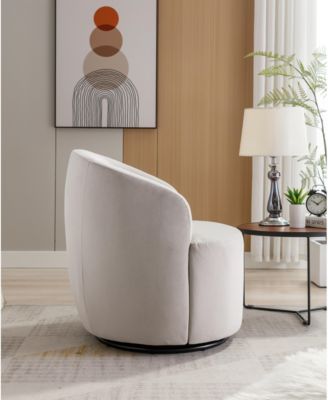 Gray Velvet  Swivel Accent Armchair With Black Powder Coating Metal Ring