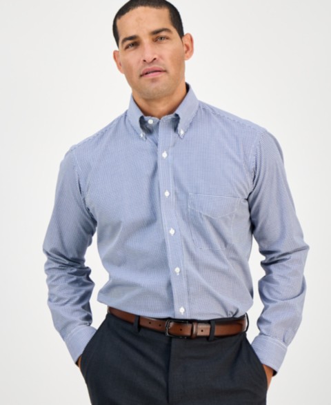 Мужские платья Club Room Men's Regular Fit Mini Gingham Dress Shirt