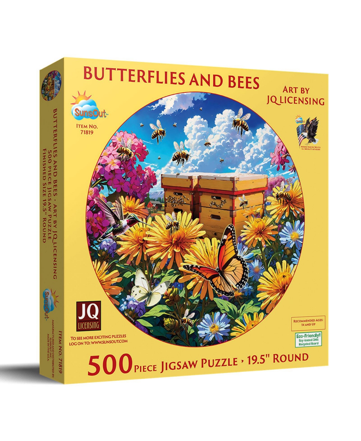 SunsOut Butterflies and Bees 500 piece Jigsaw Puzzle for Adults Round