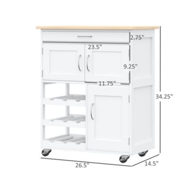 Rolling Portable Small Kitchen Island Cart on Wheels with Solid Wood Top, Carts Mobile Movable with 3 Drawers and Storage Shelves Cabinet