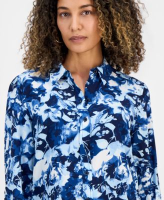 Petite Floral-Print Shirt