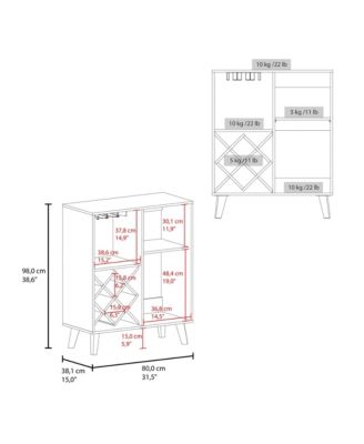 38" Cross-Style Wine Rack Cabinet with Open Shelves and Closed Storage
