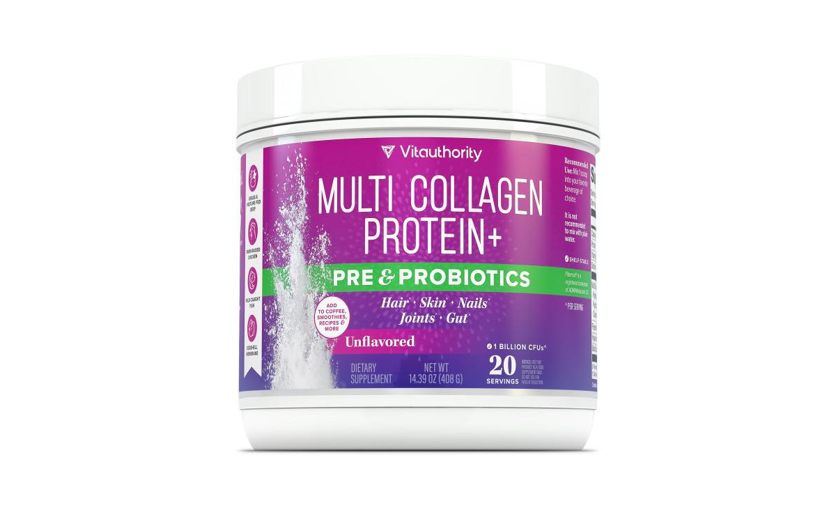 Vitauthority Multi Collagen Protein + Prebiotic Probiotic Powder