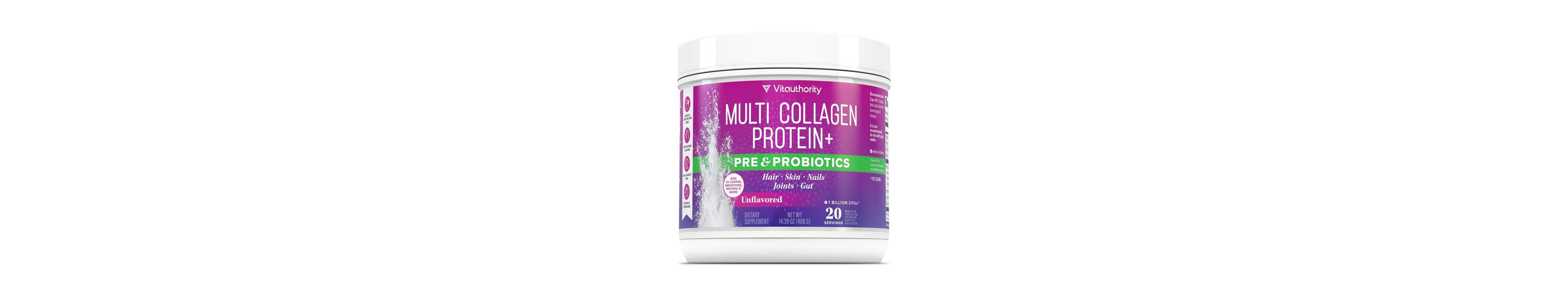 Vitauthority Multi Collagen Protein + Prebiotic Probiotic Powder