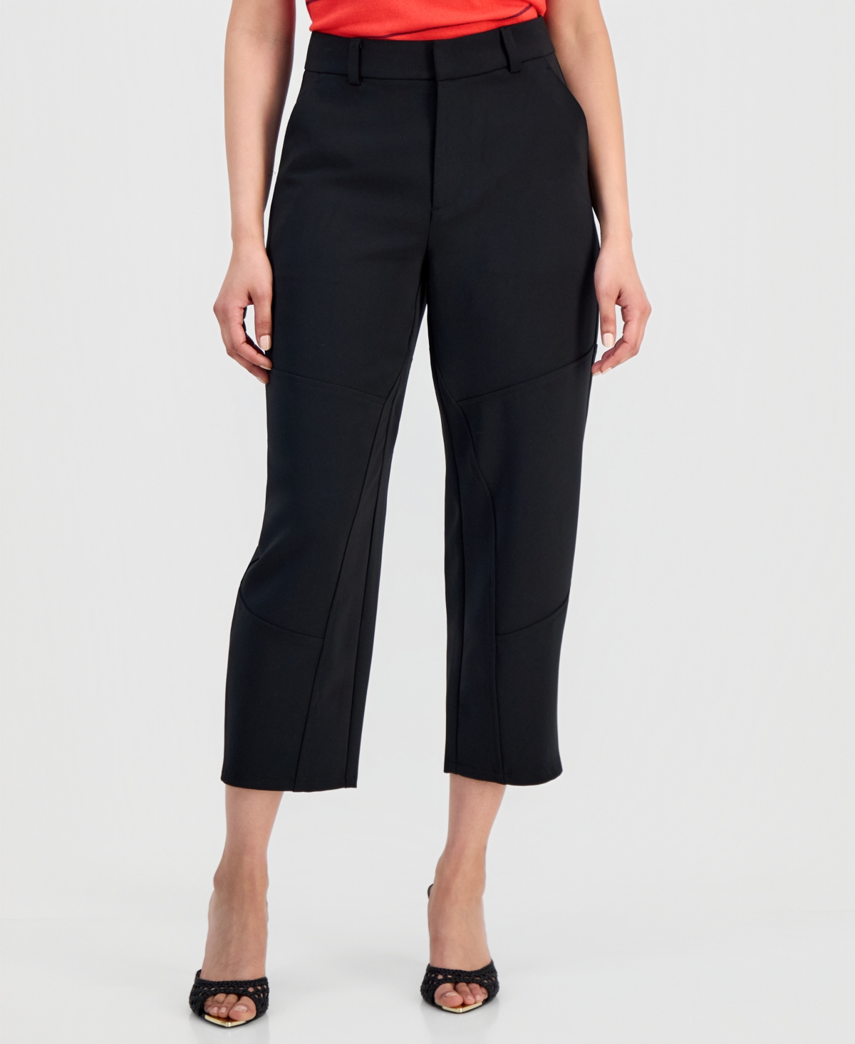 I.n.c. International Concepts Petite High-Rise Barrel-Detail Pants, Macy's Exclusive