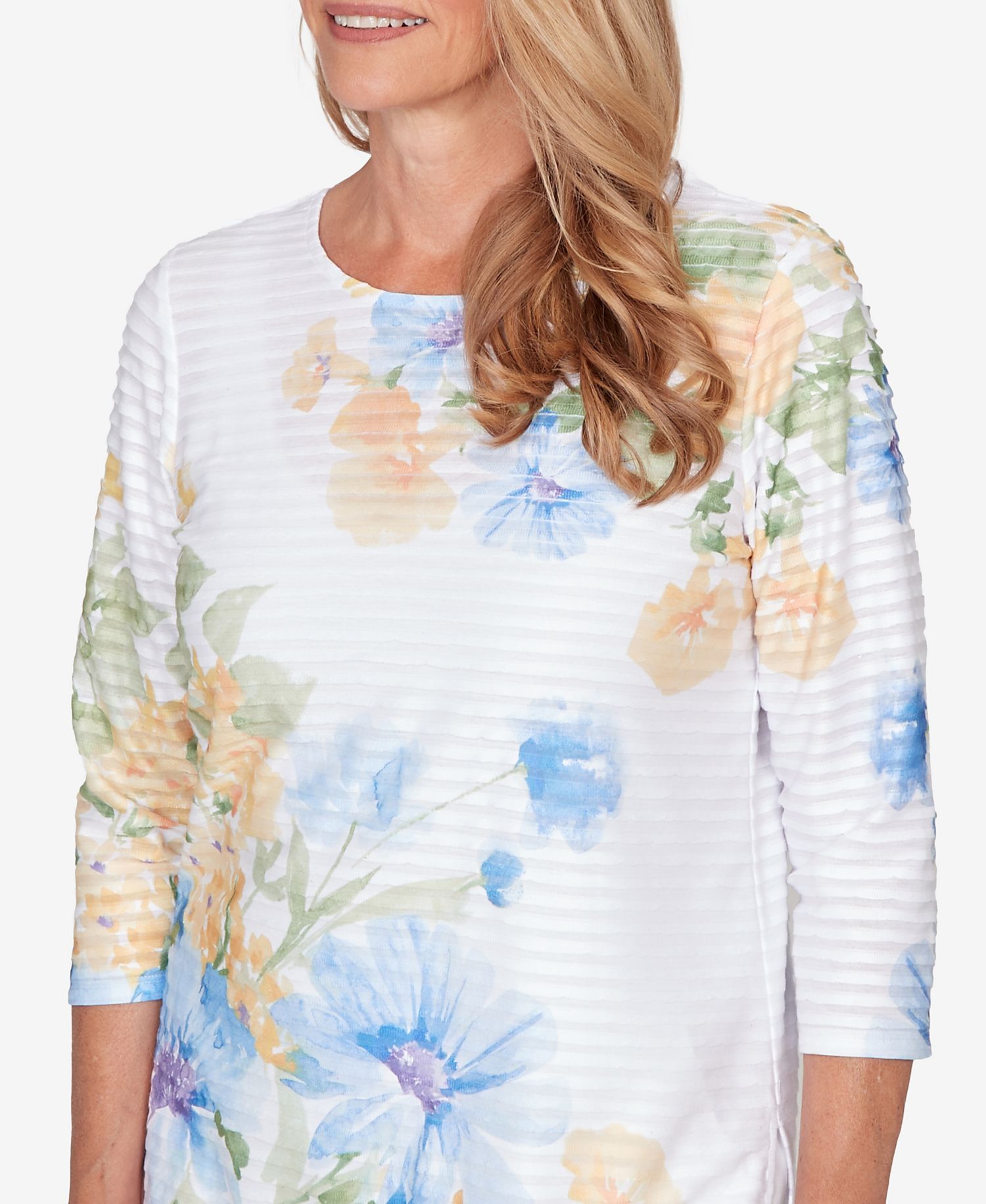 Petite Classic Placed Floral Stripe Top
