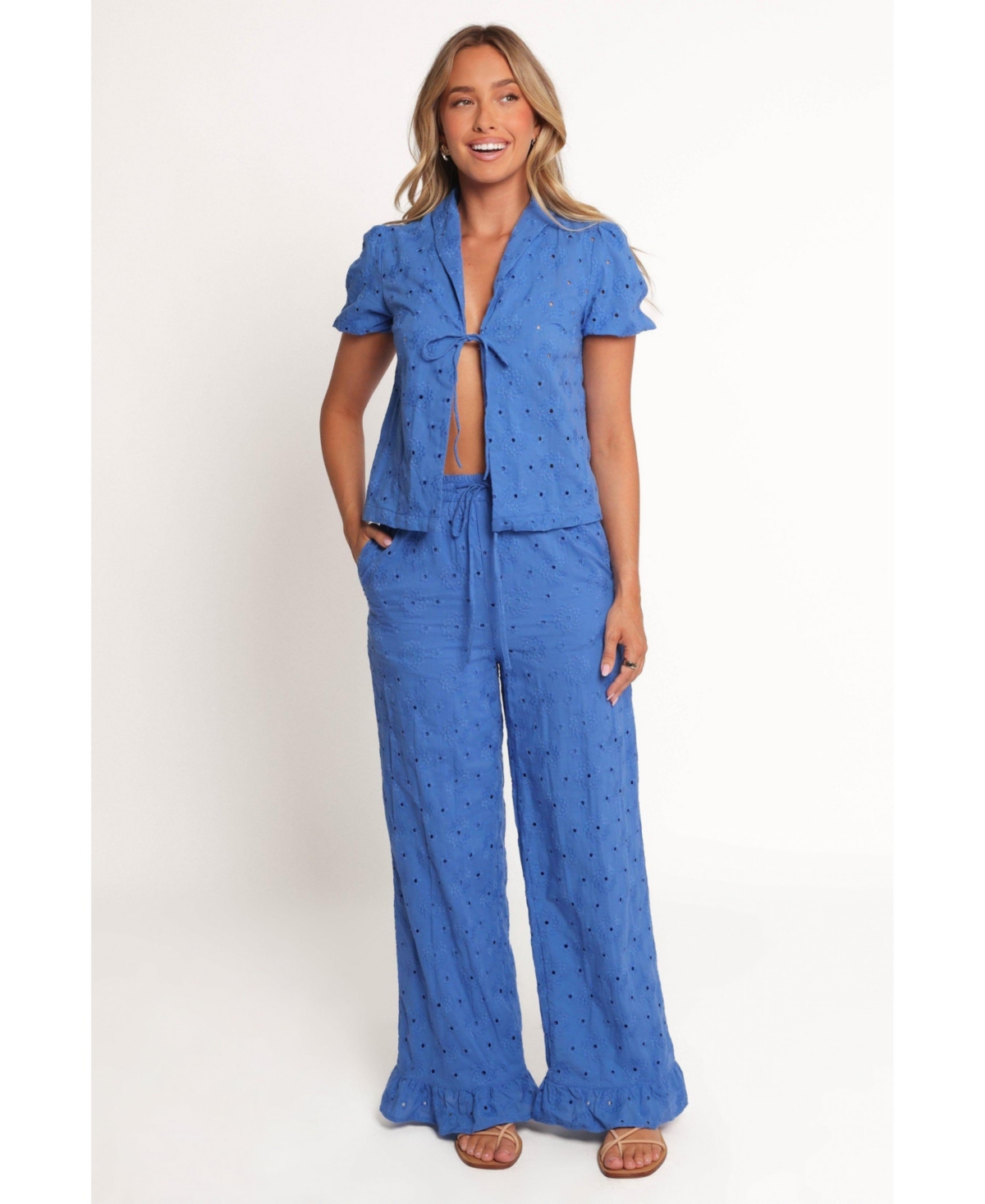 Petal and Pup Women's Katya Embroidered Pants - Cobalt