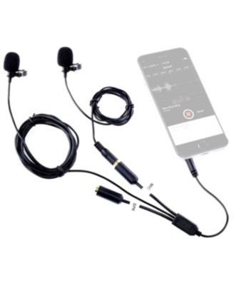 Executive Lavalier Clip-on Interview Microphone with Secondary Mic & Headphone Monitoring Input for Smartphones/Tablets