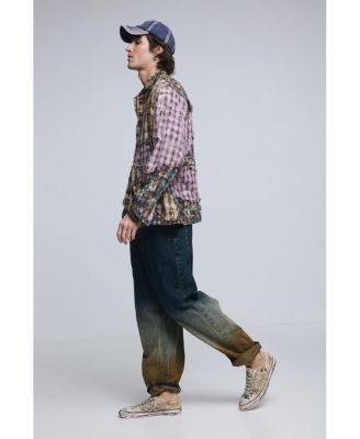 Men's Long-sleeved check patch shirt