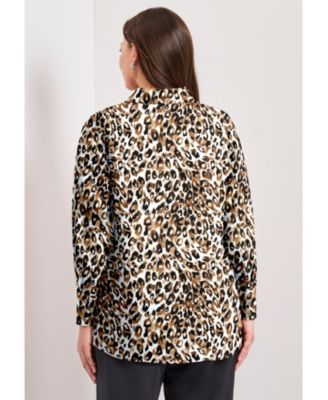 Women's Plus Size Button Front Blouse