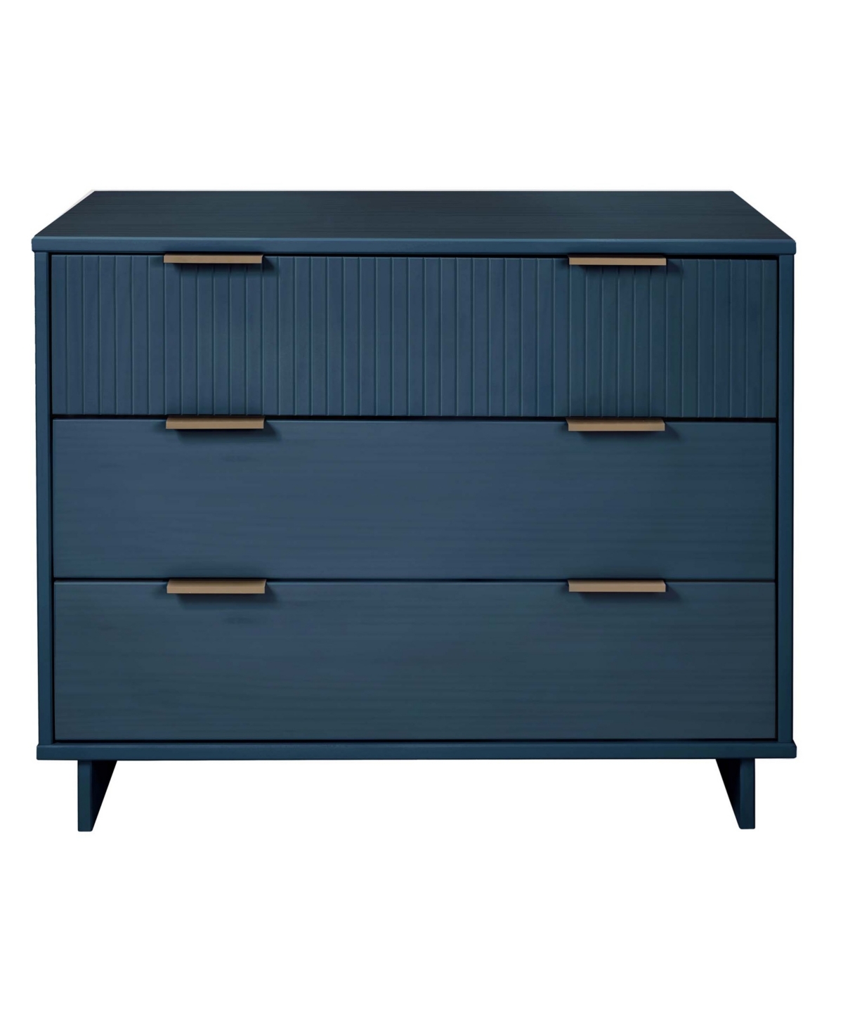 Manhattan Comfort Granville 38" Solid Wood 3-drawer Dresser In Blue