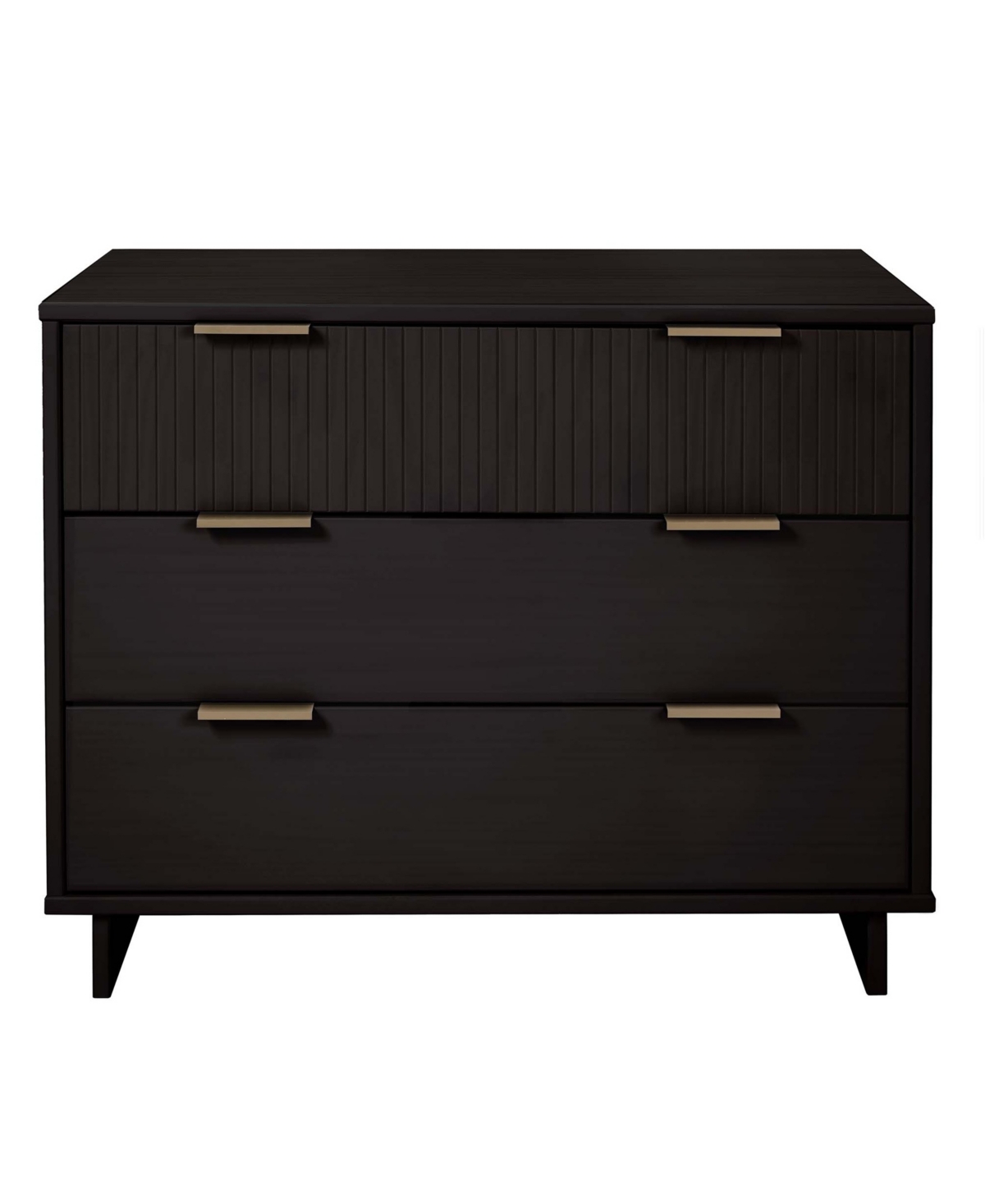 Manhattan Comfort Granville 38" Solid Wood 3-drawer Dresser In Black